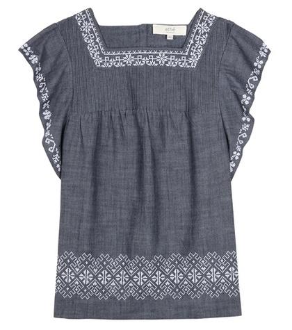 Vanessa Bruno Ath Embroidered Chambray Blouse
