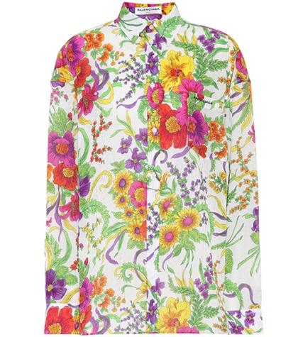 Balenciaga Floral-printed Silk-blend Shirt