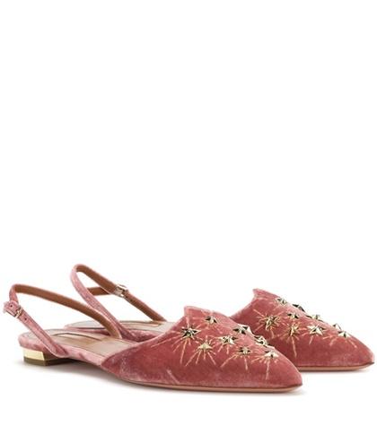 Aquazzura Nairobi Velvet Slingback Ballerinas