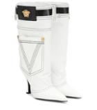 Versace Leather-trimmed Denim Boots