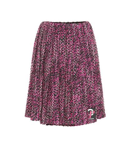 Prada Pleated Wool-blend Skirt
