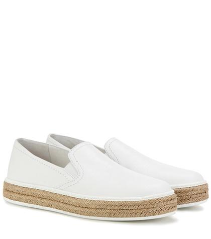 Barrie Leather Espadrille-style Slip-on Sneakers
