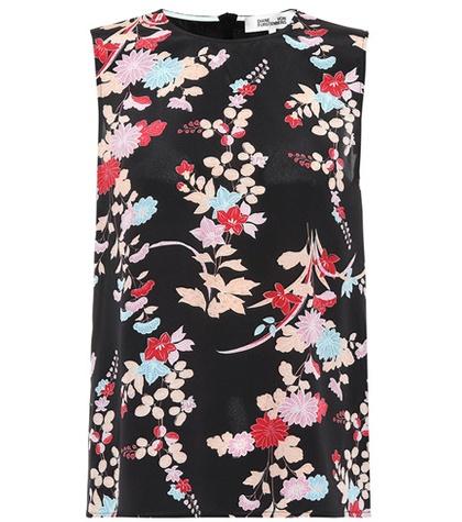 Diane Von Furstenberg Floral Print Silk Top