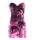 Petar Petrov Feather Trim Velvet Bustier Dress