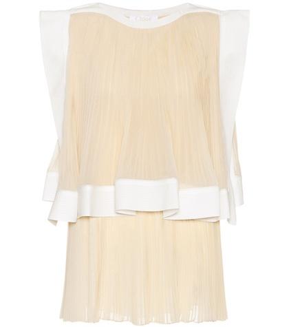 Chlo Silk Blend Pleated Top