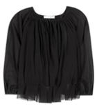 Bottega Veneta Moonstone Cropped Cotton And Silk Chiffon Blouse