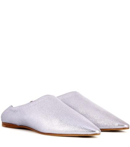 Kenzo Amina Space Metallic Leather Slippers