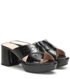 Prada Croc-effect Patent Leather Sandals