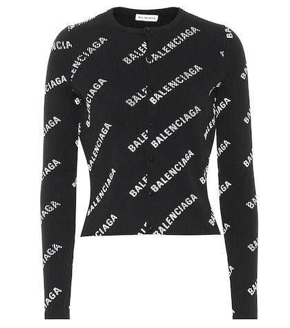 Balenciaga Logo Ribbed Cardigan