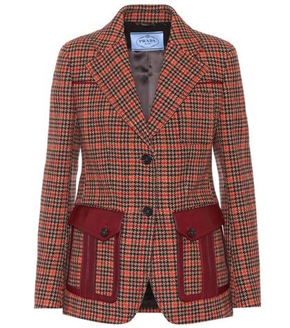 Prada Houndstooth Wool-blend Jacket