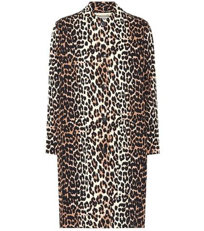 Ganni Fabre Leopard-printed Cotton Coat