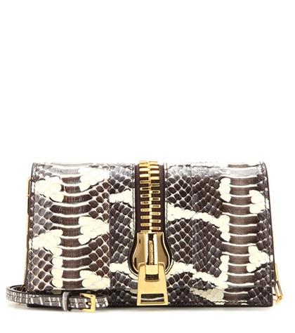 Tom Ford Small Zip Front Snakeskin Shoulder Bag