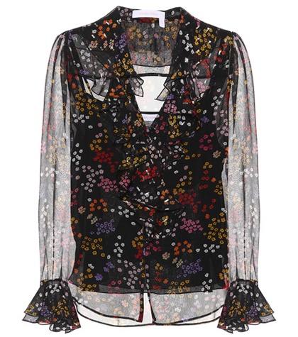 Self-portrait Printed Silk Blouse