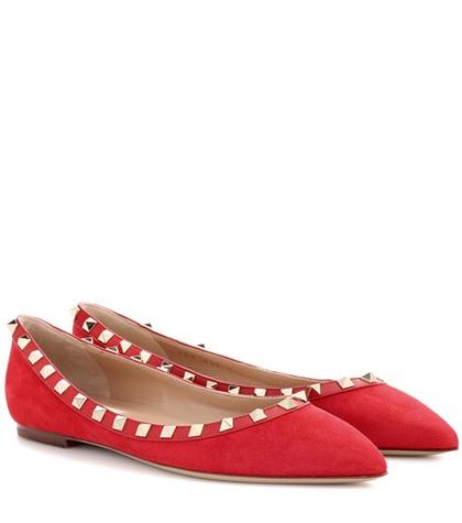 Valentino Garavani Valentino Garavani Rockstud Suede Ballerinas