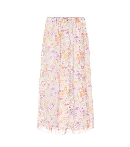 See By Chlo Flocked Velvet Printed Silk Skirt