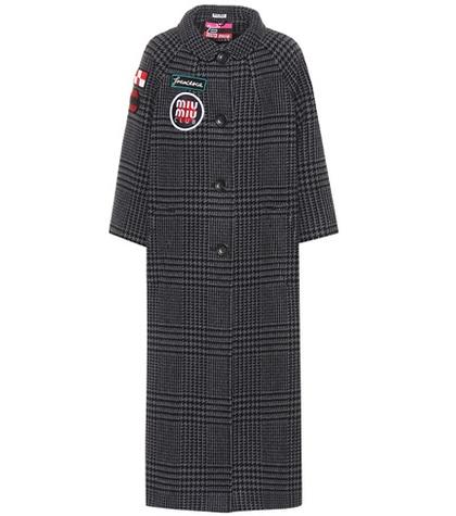 Miu Miu Prince Of Wales Checked Wool Coat