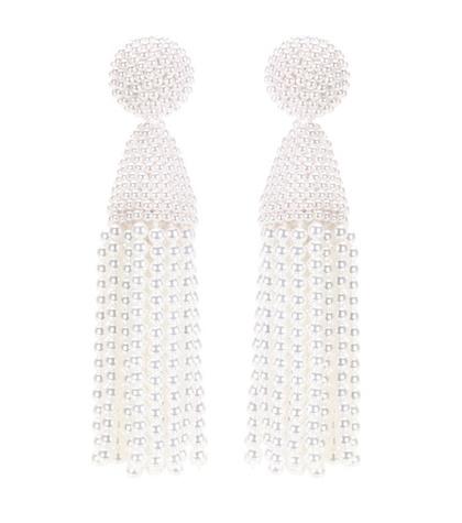 Oscar De La Renta Faux Pearl Tassel Earrings