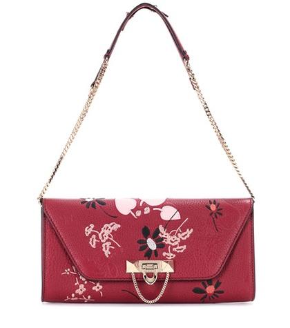 Valentino Valentino Garavani Embroidered Leather Shoulder Bag