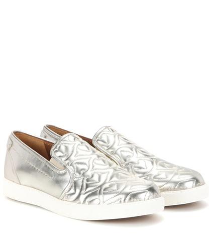 See By Chlo Metallic Quilted Leather Slip-on Sneakers