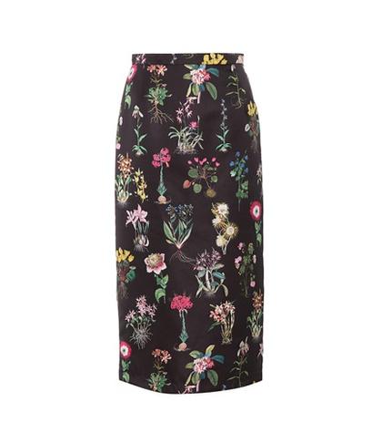 N21 Floral-printed Satin Pencil Skirt