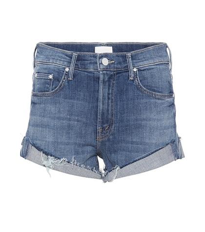 Mother Rascal Cuffed Denim Cut-off Shorts