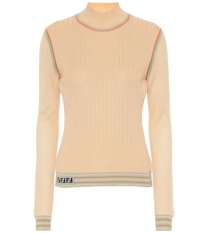 Fendi Silk Knit Turtleneck Top