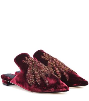 Miu Miu Ragno Embroidered Velvet Mules