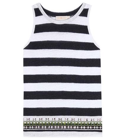 Tory Burch Jackie Embellished Striped Tank Top