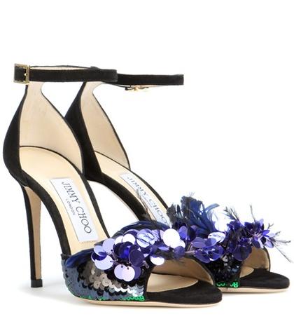 Jimmy Choo Annie 100 Embellished Suede Sandals