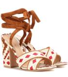 Gianvito Rossi Cheyenne Embroidered Canvas Sandals