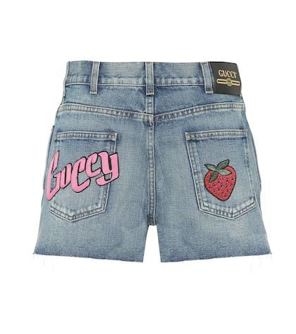 Gucci Appliquéd Denim Shorts
