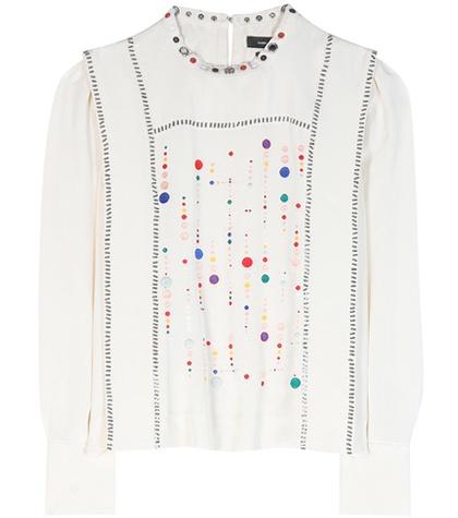 Isabel Marant Fawna Embroidered Silk Blouse