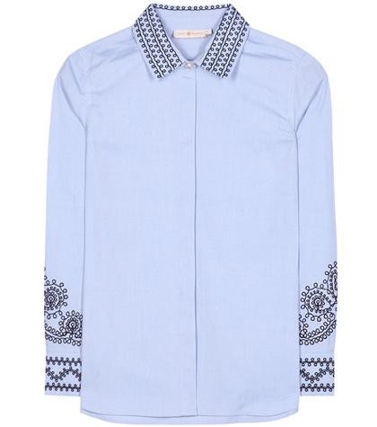 Tory Burch Keegan Embroidered Cotton Shirt