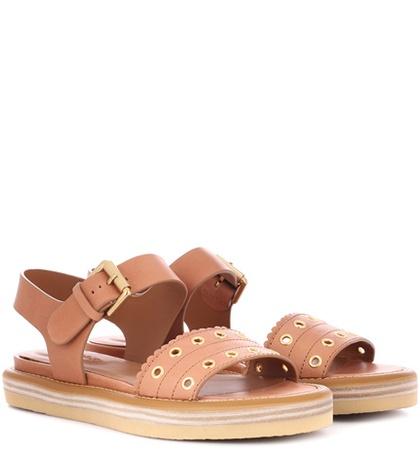 Fendi Embellished Leather Sandals