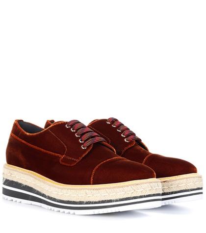 Chlo Platform Velvet Derby Shoes