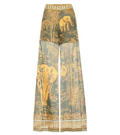 Valentino Printed Cotton Wide-leg Trousers