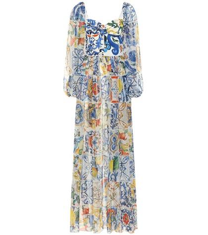 Dolce & Gabbana Majolica Silk-blend Chiffon Gown