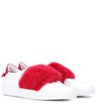 Givenchy Fur-trimmed Leather Sneakers