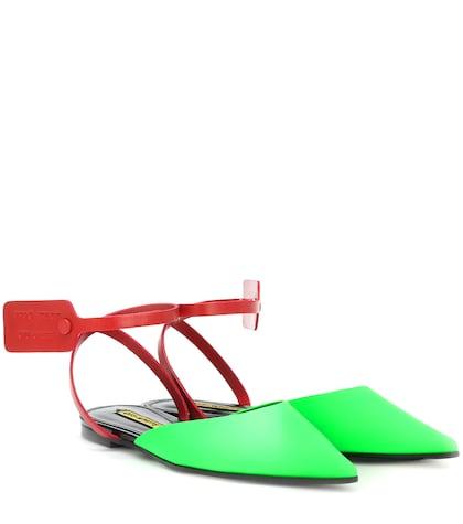 Off-white Zip Tie Leather Slippers