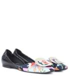 Roger Vivier Chips Printed Canvas And Leather Ballerinas