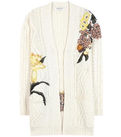 Valentino Embroidered Wool And Alpaca Cardigan