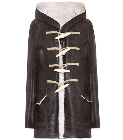 Rick Owens Toggle Leather And Shearling Coat