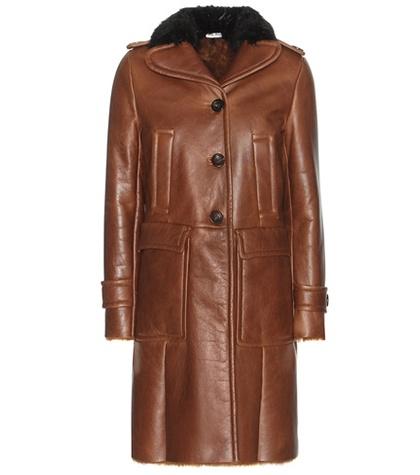 Miu Miu Lamb Fur-lined Leather Coat With Fur Collar