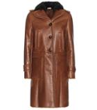 Miu Miu Lamb Fur-lined Leather Coat With Fur Collar