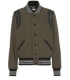 Saint Laurent Leather-trimmed Wool Bomber Jacket