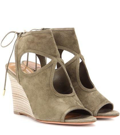 Aquazzura Sexy Thing Wedge 85 Suede Sandals
