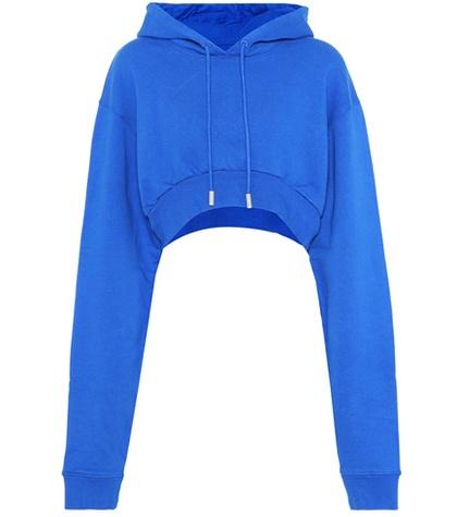 Off-white Simple Cropped Cotton Hoodie