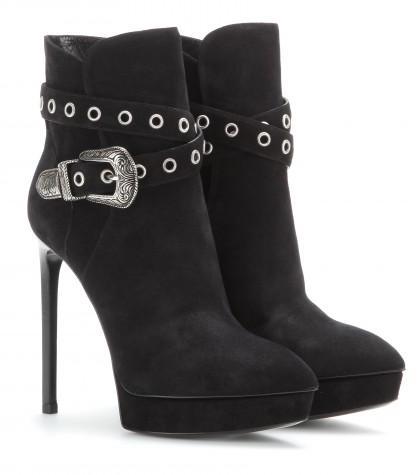 Saint Laurent Janis Suede Ankle Boots