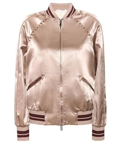 Valentino Rockstud Untitled Satin Varsity Jacket