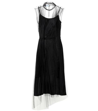 Prada Silk And Tulle Midi Dress